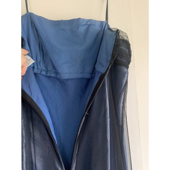 Vintage Fairy Ghotic Whimsical Prom Blue Long Dress With Black Net Medium Beaded - Picture 10 of 10